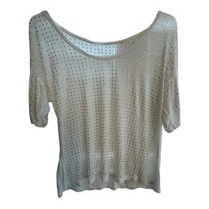 White Studded Short Sleeve Top